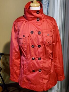 Hurley Red Double-Breasted Lightweight Trench Jacket No Hood